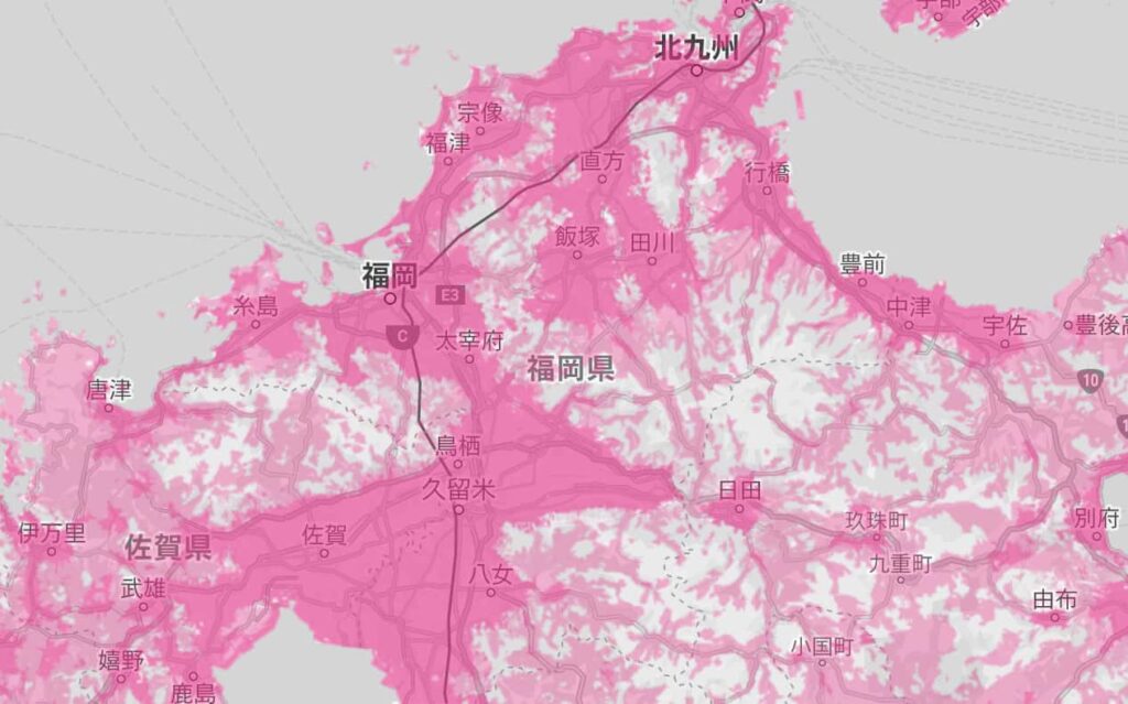 ２０２２年２月現在の楽天エリアマップ